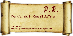 Perényi Ruszlána névjegykártya